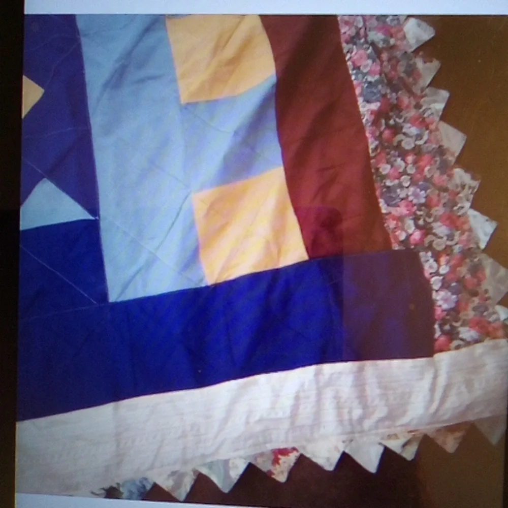 Colorful Patchwork Quilt (REVERSIBLE HANDMADE MULTICOLOR PREOWED SIZE 64 X 58